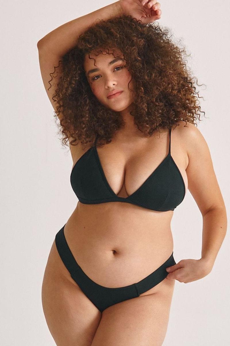 Black Rib Added Coverage Uno Bikini Bottom