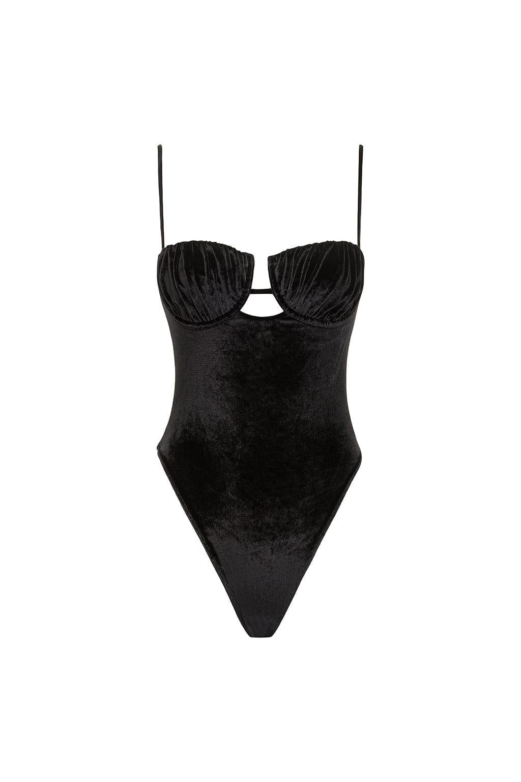 Black Velvet Petal One-Piece