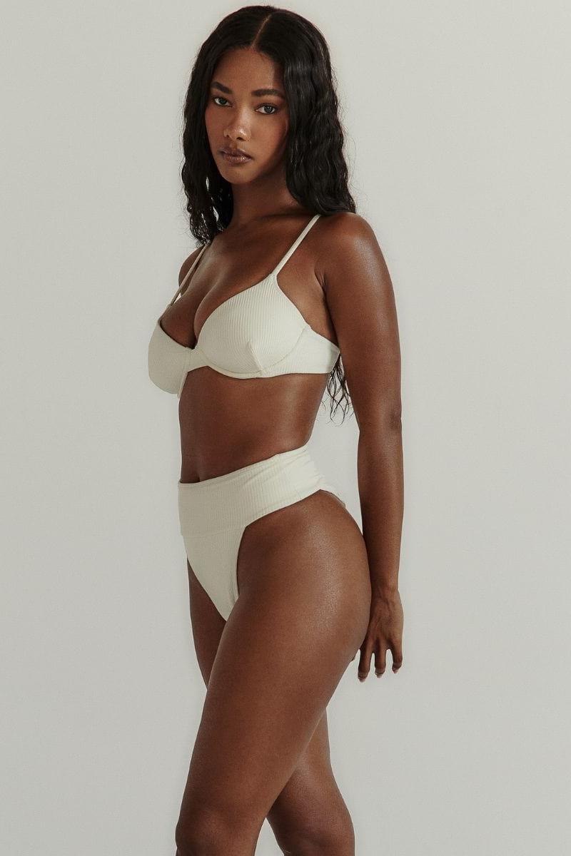 Cream Rib Dainty Bikini Top