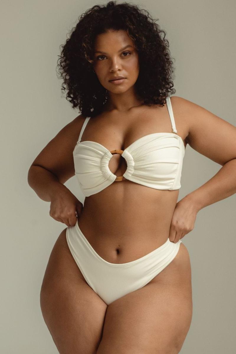 Cream Rib Tori Bandeau Bikini Top