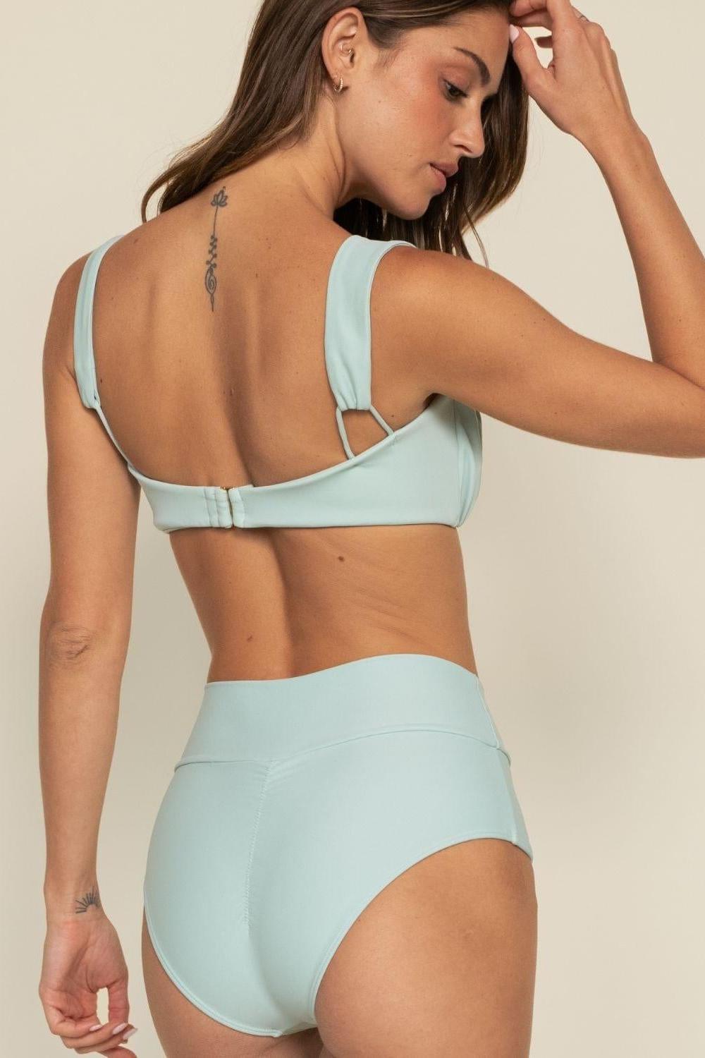 Powder Blue Full Coverage High Rise Bikini Bottom