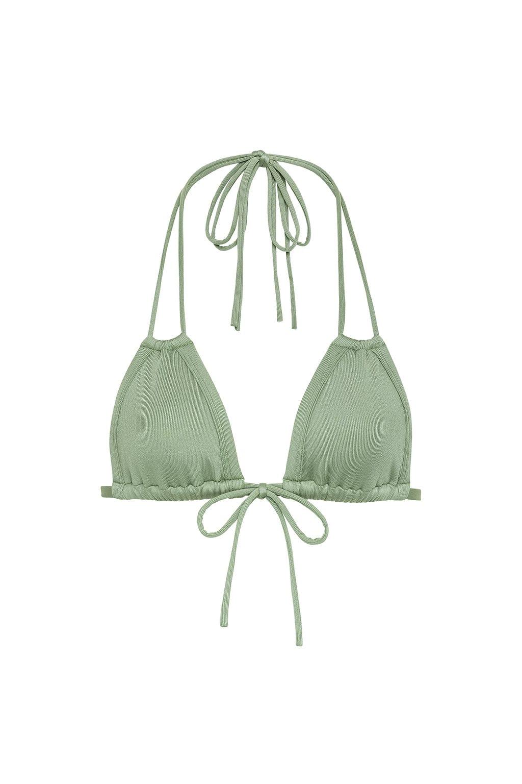 Sage Green Rib Euro Bow Bikini Top