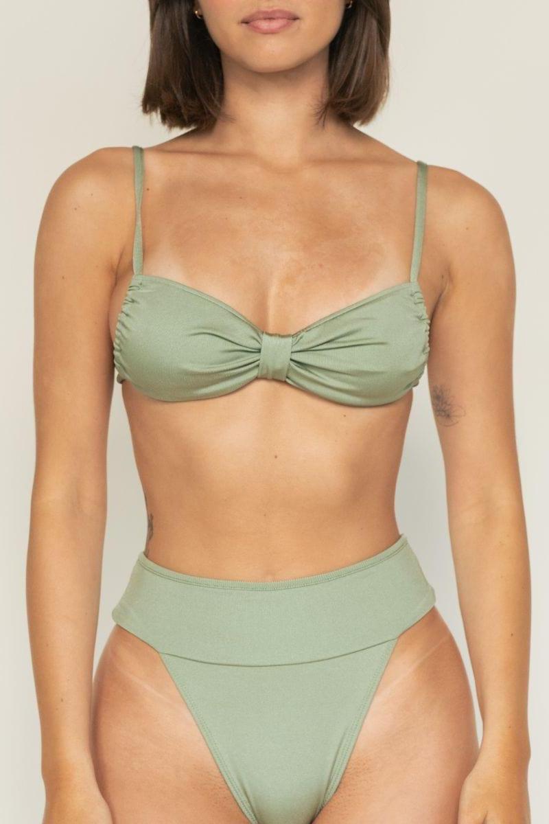 Sage Green Rib Tamarindo Binded Bikini Bottom