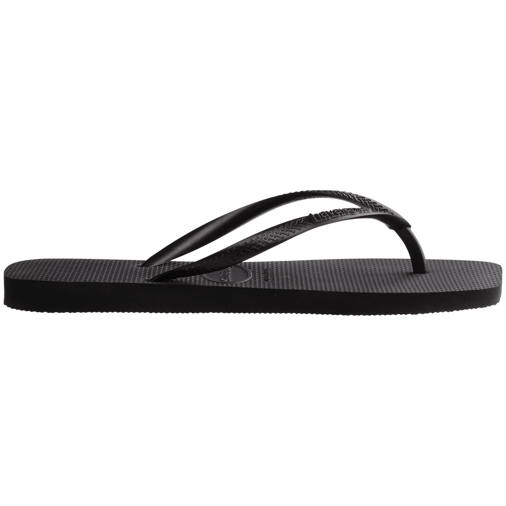 Slim Square Logo Flip Flops (Black)