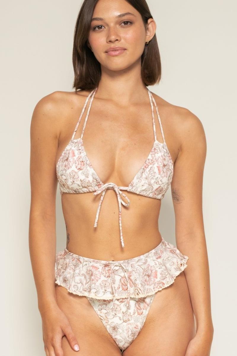 Venecia Floral Tamarindo Ruffle Bikini Bottom